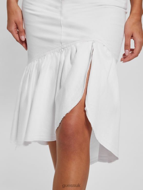 GUESS Women Marinella Denim Pencil Skirt Lily White Apparel V28V643