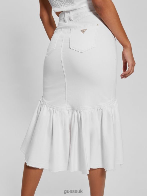 GUESS Women Marinella Denim Pencil Skirt Lily White Apparel V28V643