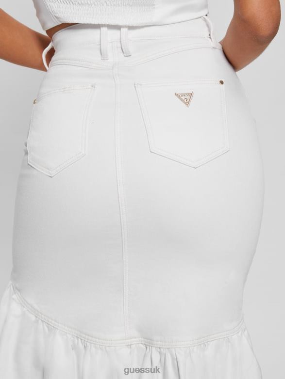 GUESS Women Marinella Denim Pencil Skirt Lily White Apparel V28V643