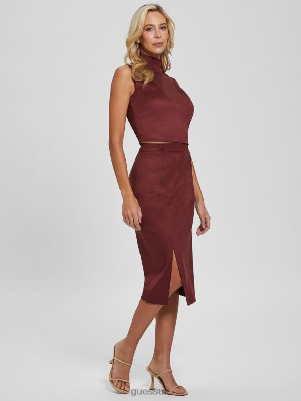 GUESS Women Mirabelle Faux-Suede Skirt Mystic Wine Apparel V28V62331