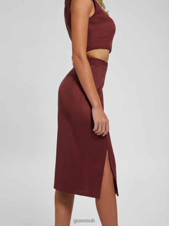 GUESS Women Mirabelle Faux-Suede Skirt Mystic Wine Apparel V28V62331