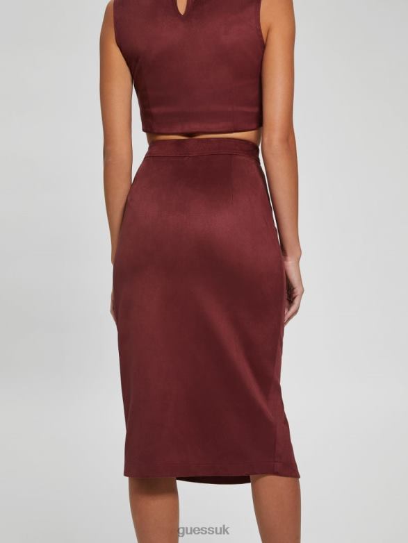 GUESS Women Mirabelle Faux-Suede Skirt Mystic Wine Apparel V28V62331