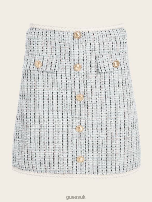 GUESS Women Provence Tweed Skirt Remarkable Blue Tweed Apparel V28V62439