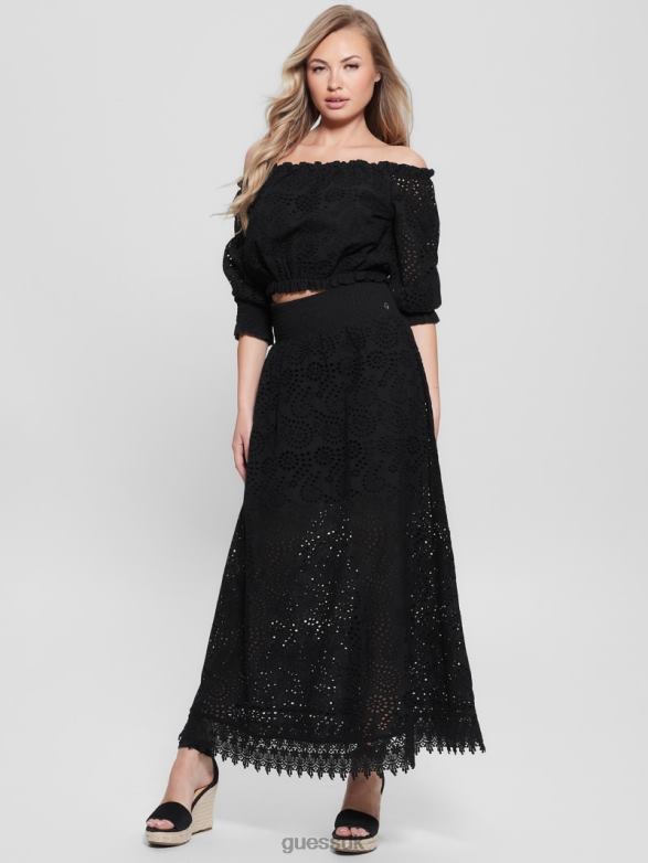GUESS Women Sangallo Rafa Long Skirt Black Apparel V28V62023