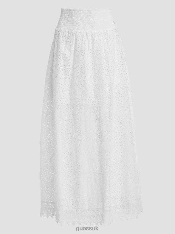 GUESS Women Sangallo Rafa Long Skirt Pure White Apparel V28V61996