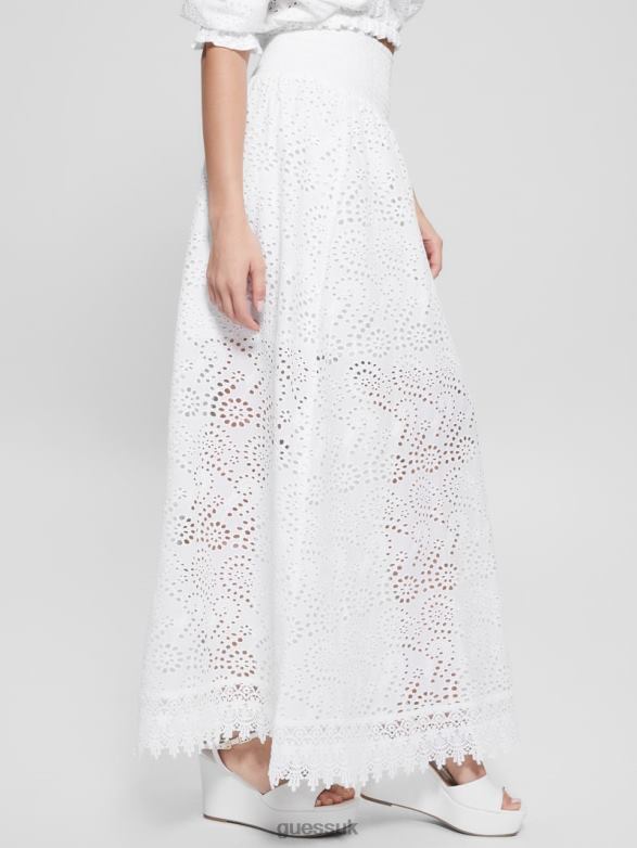 GUESS Women Sangallo Rafa Long Skirt Pure White Apparel V28V61996