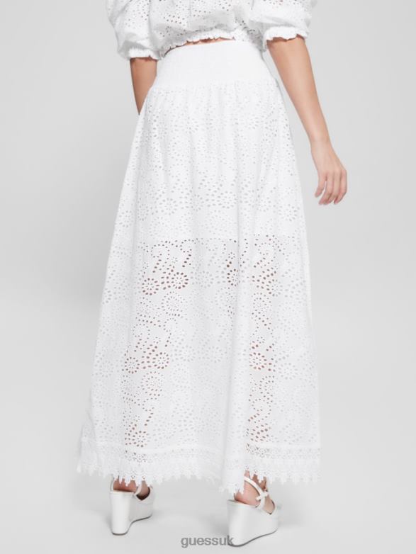 GUESS Women Sangallo Rafa Long Skirt Pure White Apparel V28V61996