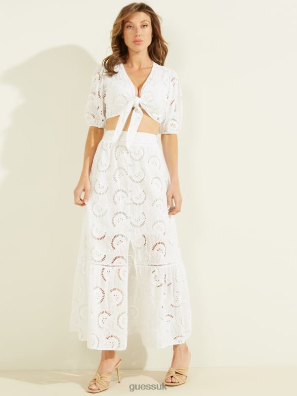 GUESS Women Smeralda Skirt Pure White Apparel V28V62381