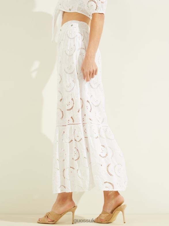 GUESS Women Smeralda Skirt Pure White Apparel V28V62381