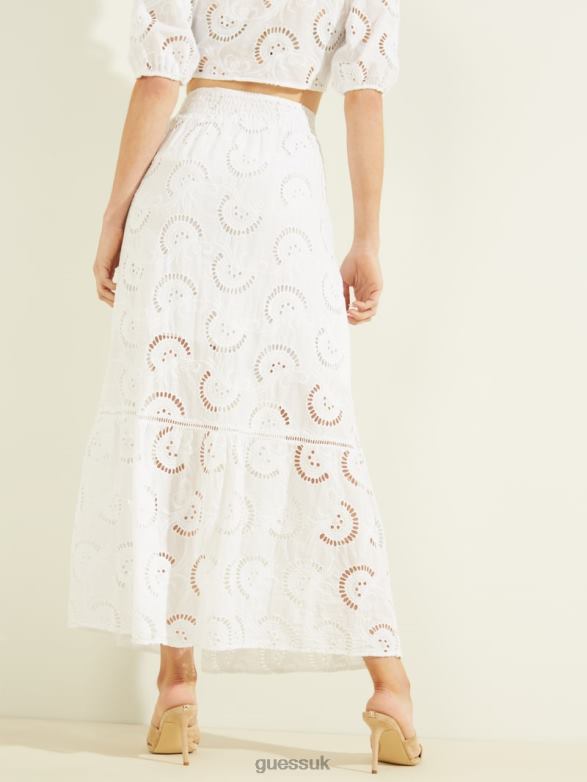 GUESS Women Smeralda Skirt Pure White Apparel V28V62381
