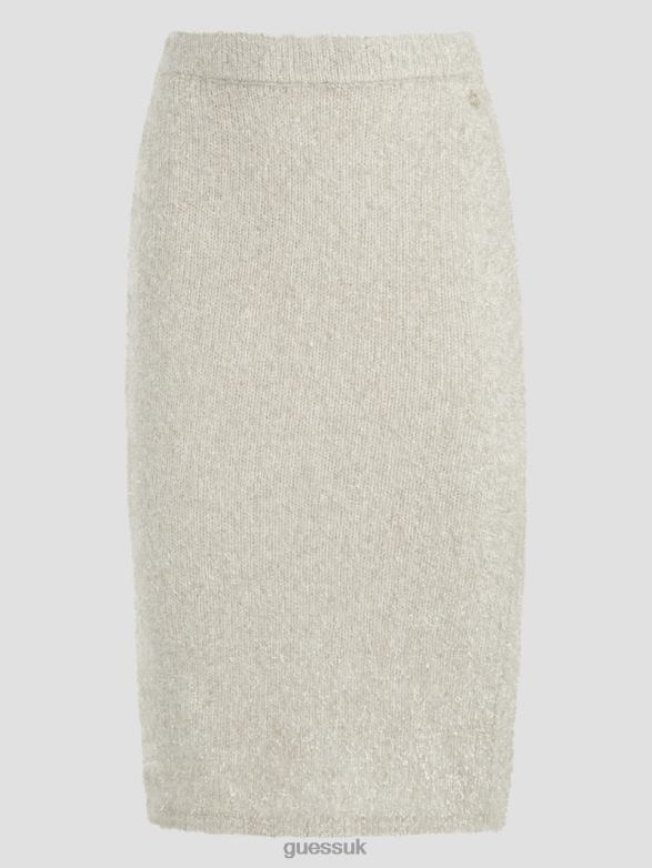 GUESS Women Tinsley Fuzzy Sweater Skirt Cream White Multi Apparel V28V62300