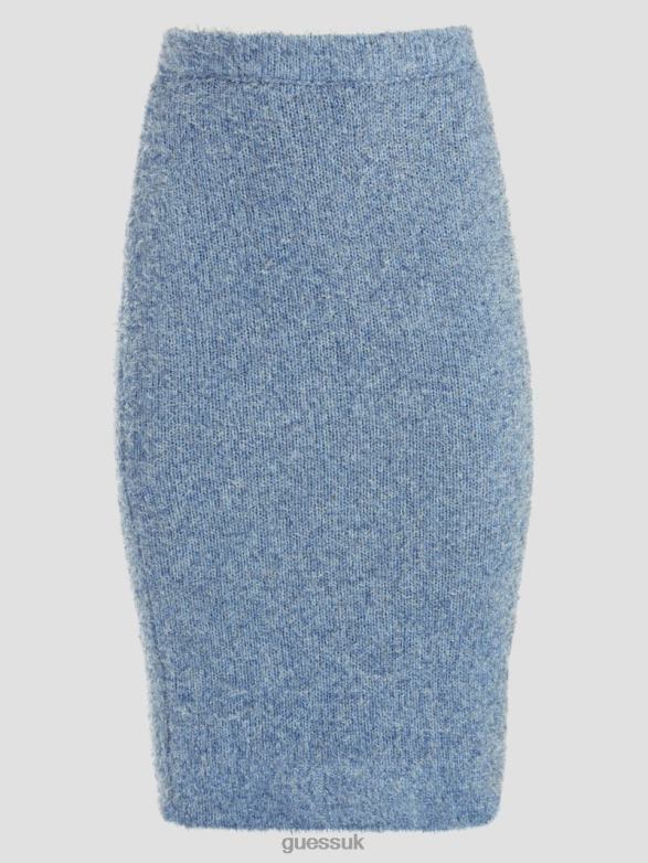 GUESS Women Tinsley Fuzzy Sweater Skirt Nordic Sea Multi Apparel V28V62355