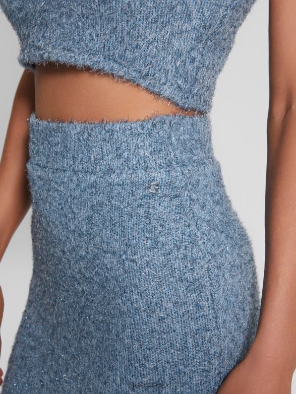 GUESS Women Tinsley Fuzzy Sweater Skirt Nordic Sea Multi Apparel V28V62355