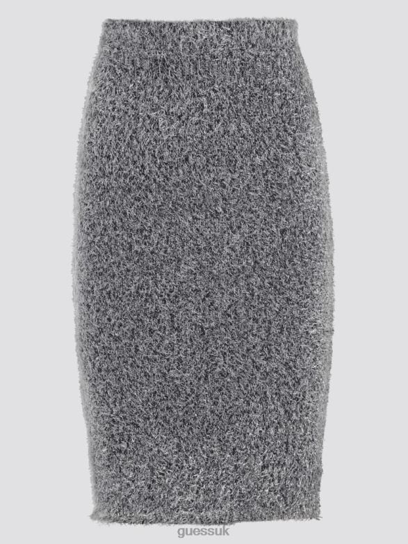 GUESS Women Tinsley Fuzzy Sweater Skirt Silk Gray Multi Apparel V28V62456