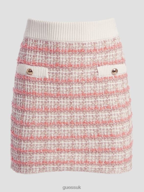 GUESS Women Tweed Sweater Mini Skirt Tweed Orange Apparel V28V62028