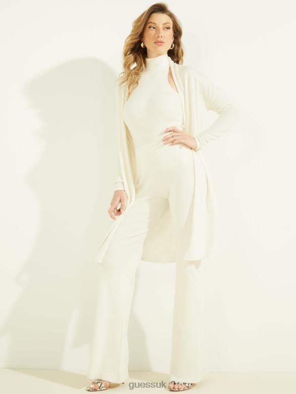 GUESS Women Camille Open-Front Cardigan Cream White Apparel V28V6970