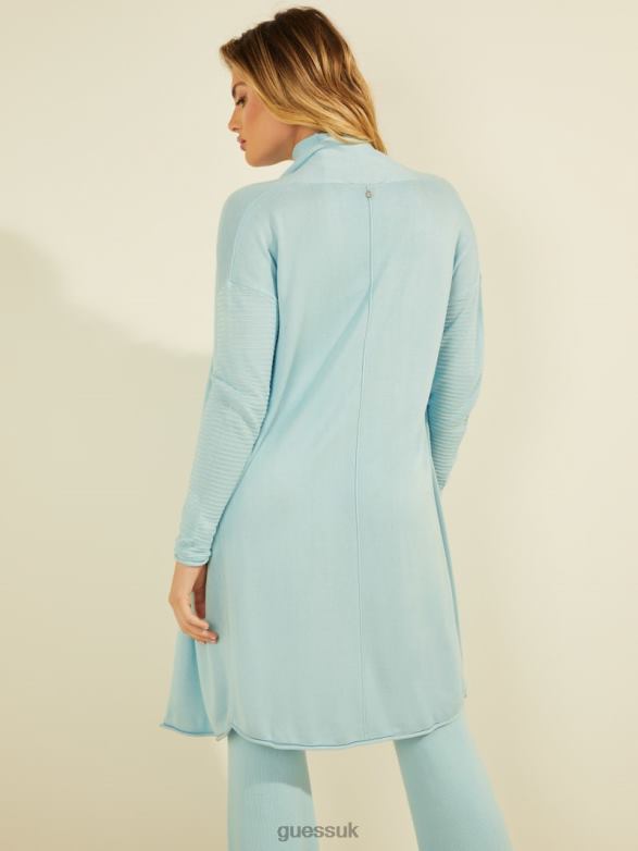 GUESS Women Camille Open-Front Cardigan Soft Waves Blue Apparel V28V61586