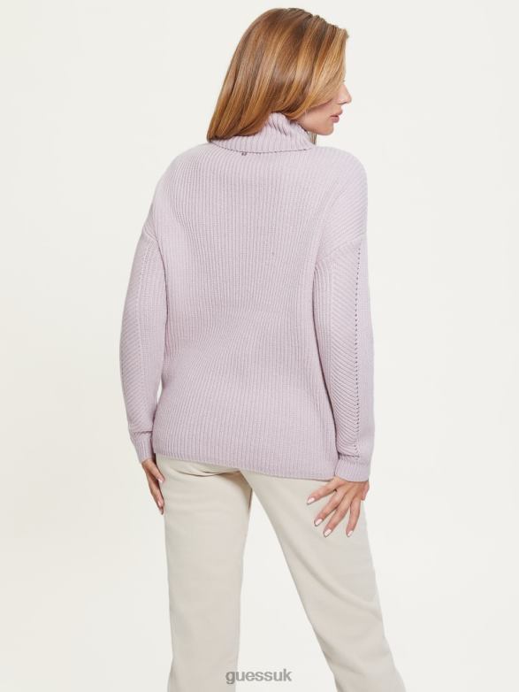 GUESS Women Dawna Cable-Knit Turtleneck Sweater Day Dust Apparel V28V61547
