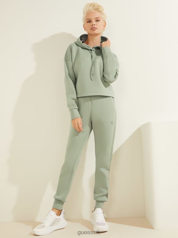 GUESS Women Eco Allie Scuba Hoodie Salvia Green Apparel V28V62501