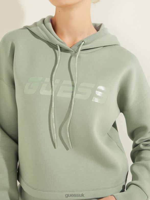 GUESS Women Eco Allie Scuba Hoodie Salvia Green Apparel V28V62501