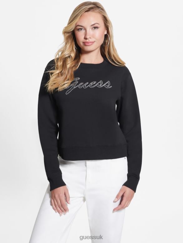 GUESS Women Eco Alona Logo Sweater Black Apparel V28V61618