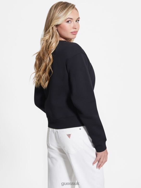 GUESS Women Eco Alona Logo Sweater Black Apparel V28V61618