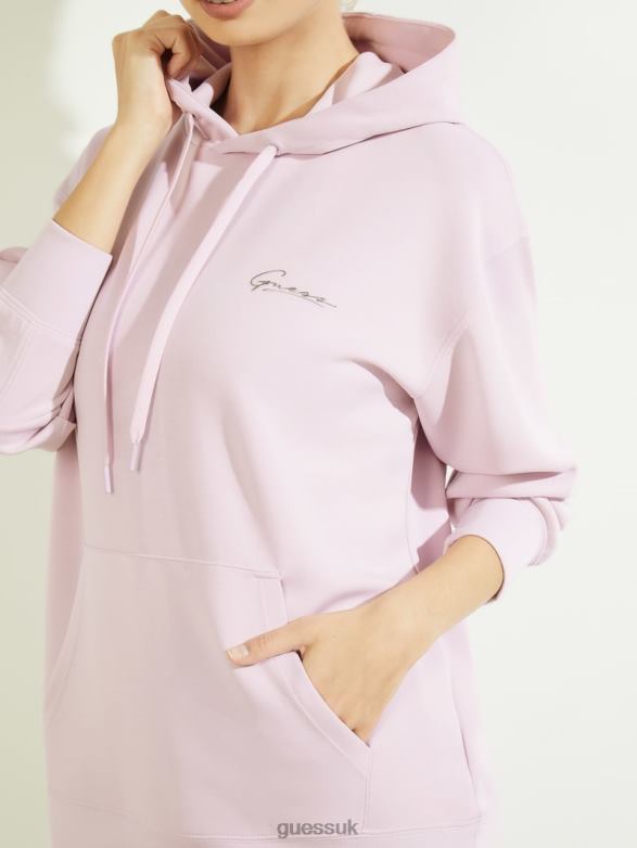 GUESS Women Eco Effie Hoodie Light Mist Liliac Apparel V28V62518