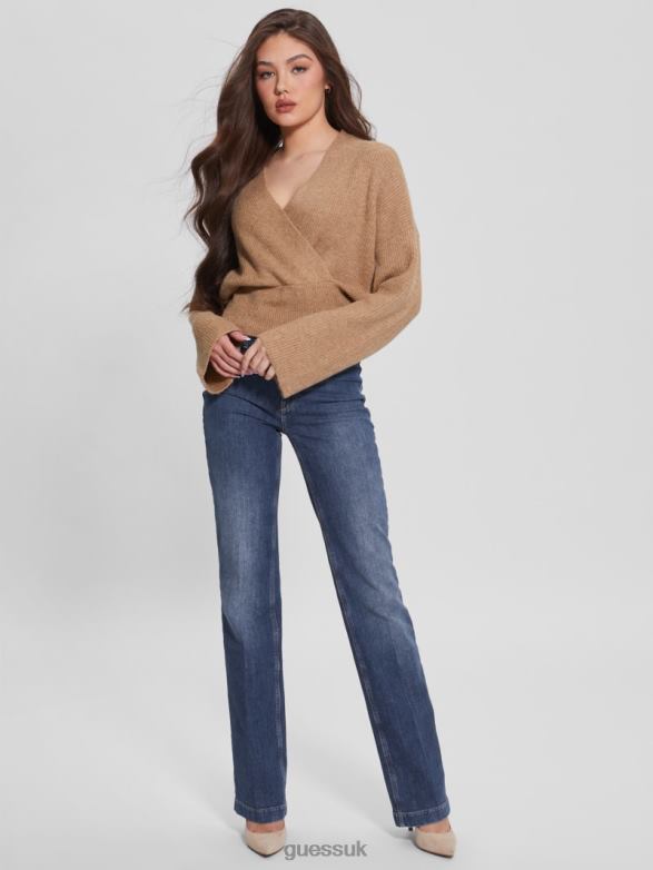 GUESS Women Eco Nora Sweater Desert Storm Multi Apparel V28V61695