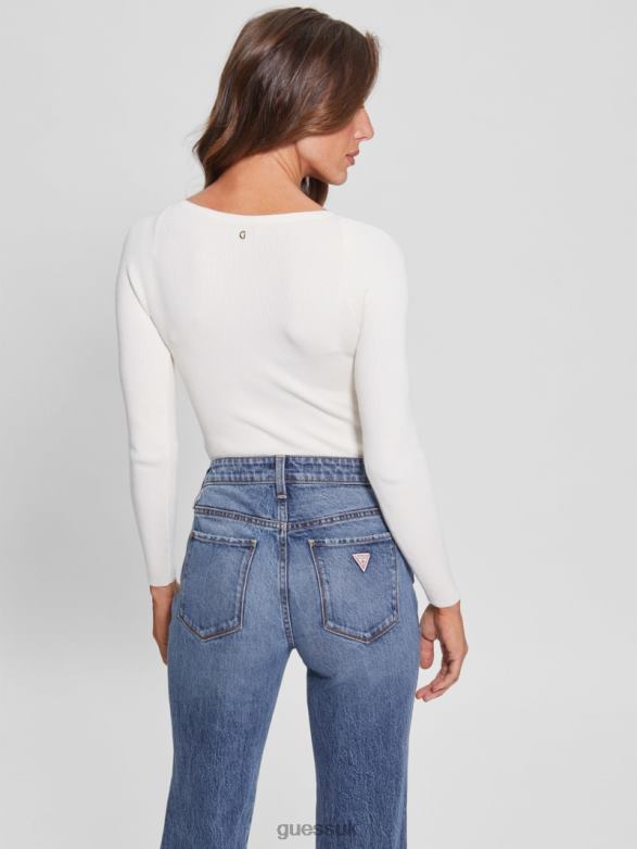 GUESS Women Eco Sweetheart Sonnet Sweater Dove White Apparel V28V61549