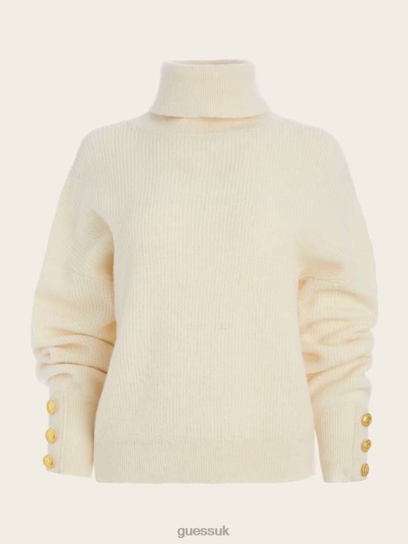 GUESS Women Elodie High Neck Wool-Blend Sweater Sandy Shore Apparel V28V61719