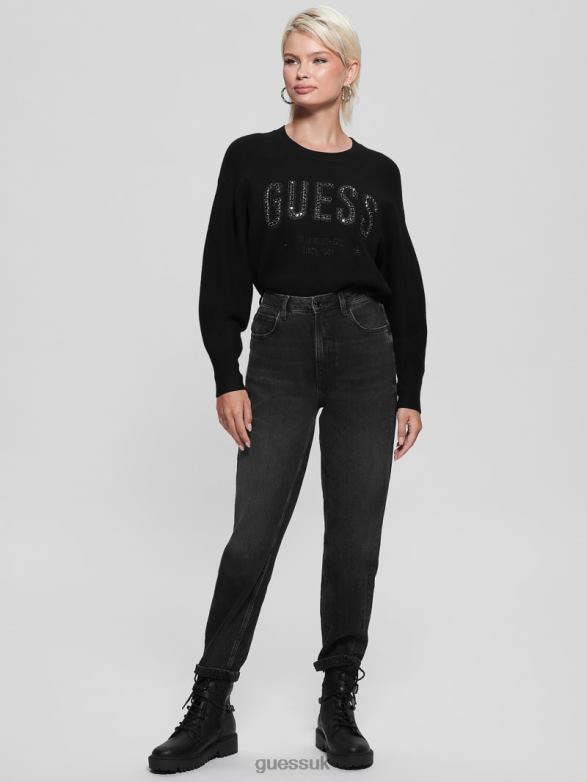 GUESS Women Estelle Logo Sweatshirt Black Apparel V28V61659