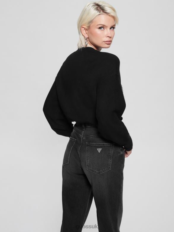 GUESS Women Estelle Logo Sweatshirt Black Apparel V28V61659