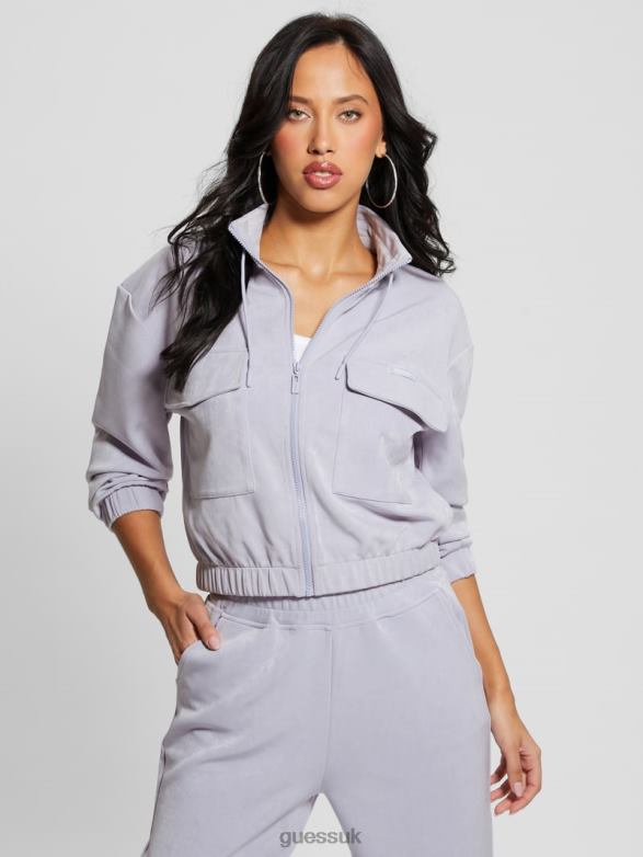 GUESS Women Euphemia Cargo Zip-Up Sweater Glacier Sea Blue Apparel V28V62463