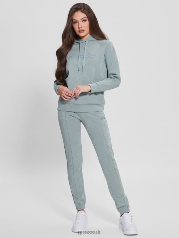 GUESS Women Euphemia Faux-Suede Hoodie Full Grey Apparel V28V61979
