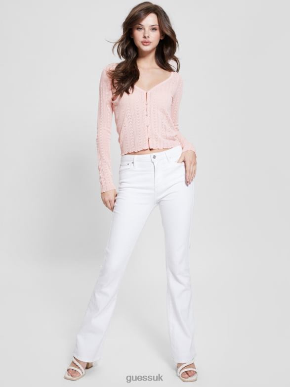 GUESS Women Eve Knit Cardigan Low Key Pink Lurex Apparel V28V6954