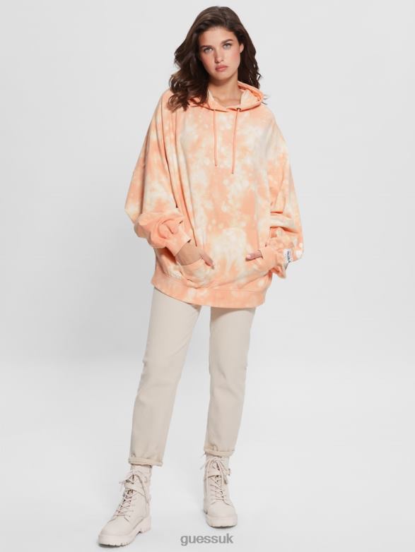 GUESS Women Home Sweet Home Hoodie Hello Peach Multi Apparel V28V61817