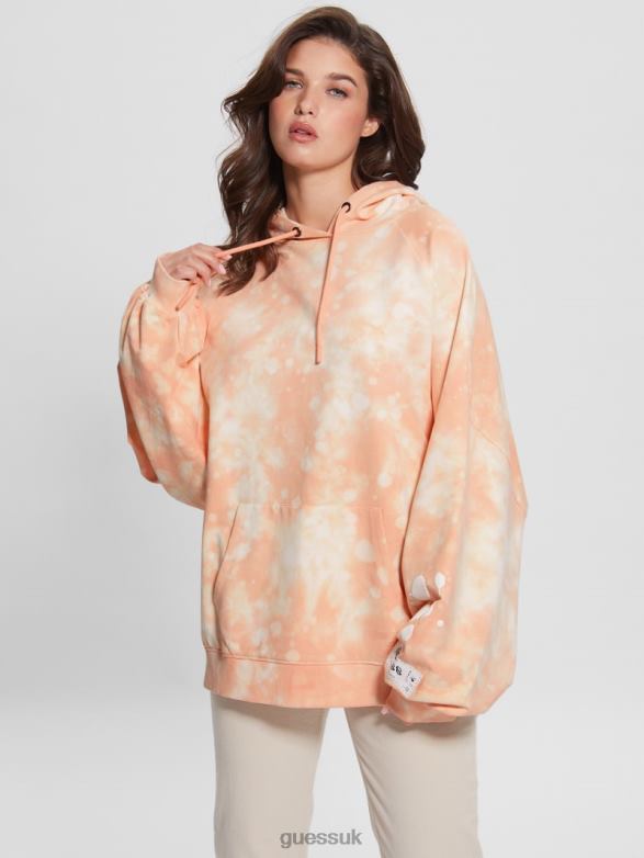 GUESS Women Home Sweet Home Hoodie Hello Peach Multi Apparel V28V61817