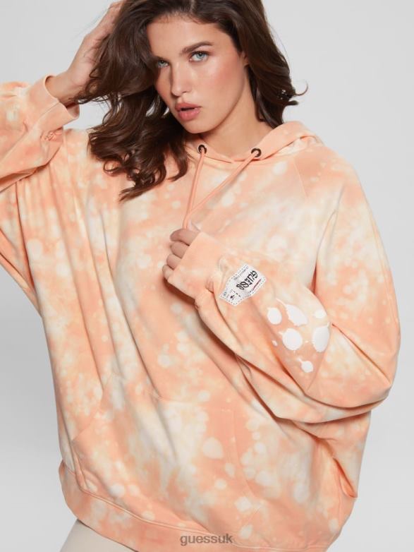 GUESS Women Home Sweet Home Hoodie Hello Peach Multi Apparel V28V61817