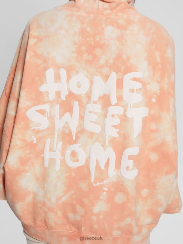 GUESS Women Home Sweet Home Hoodie Hello Peach Multi Apparel V28V61817