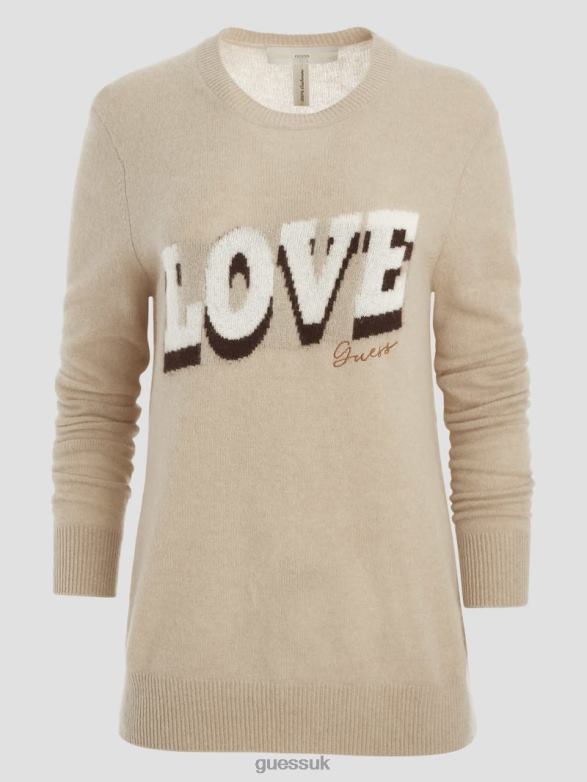 GUESS Women Juliette Cashmere Sweater Beige Melange Apparel V28V61441