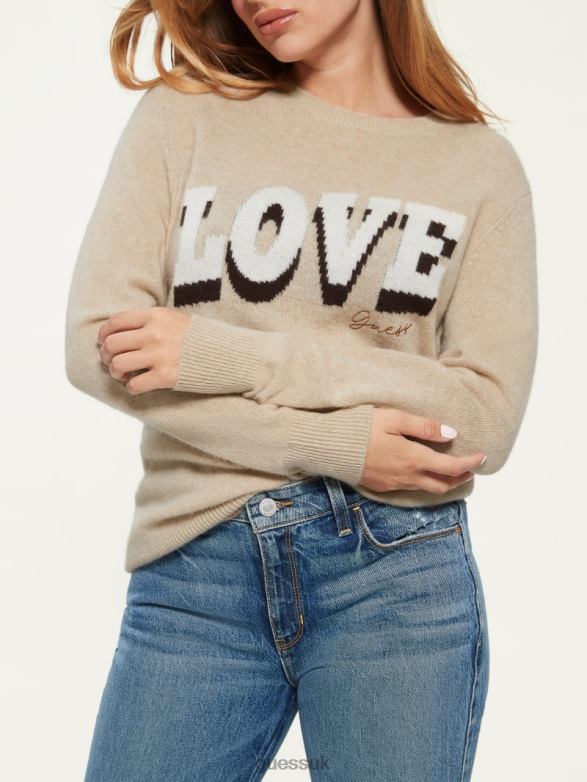 GUESS Women Juliette Cashmere Sweater Beige Melange Apparel V28V61441
