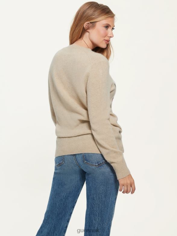 GUESS Women Juliette Cashmere Sweater Beige Melange Apparel V28V61441