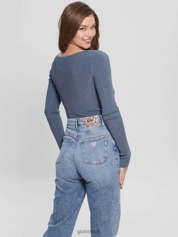 GUESS Women Nicole Sweater Top Nordic Sea Apparel V28V61405