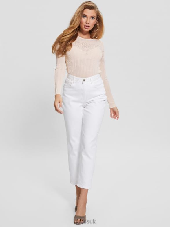 GUESS Women Niky Open-Stitch Sweater Muted Stone Apparel V28V61288