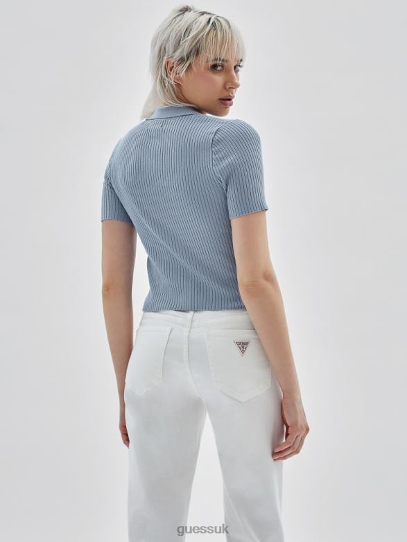 GUESS Women Originals Eco Zip Sweater Sky Dusk Apparel V28V61365