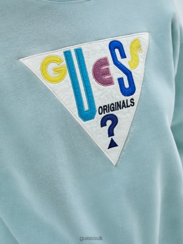 GUESS Women Originals Logo Crewneck Pullover London Sky Apparel V28V61281