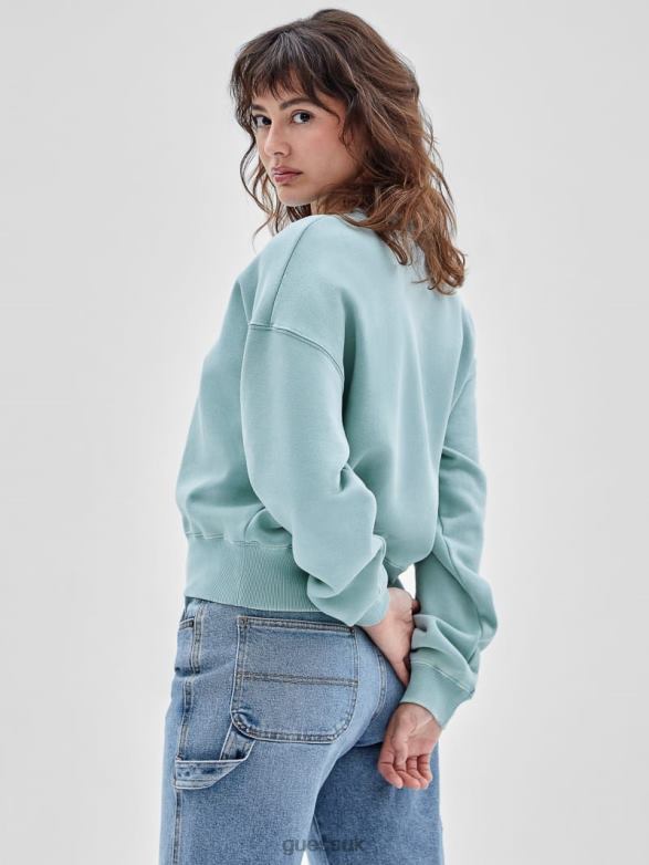 GUESS Women Originals Logo Crewneck Pullover London Sky Apparel V28V61281