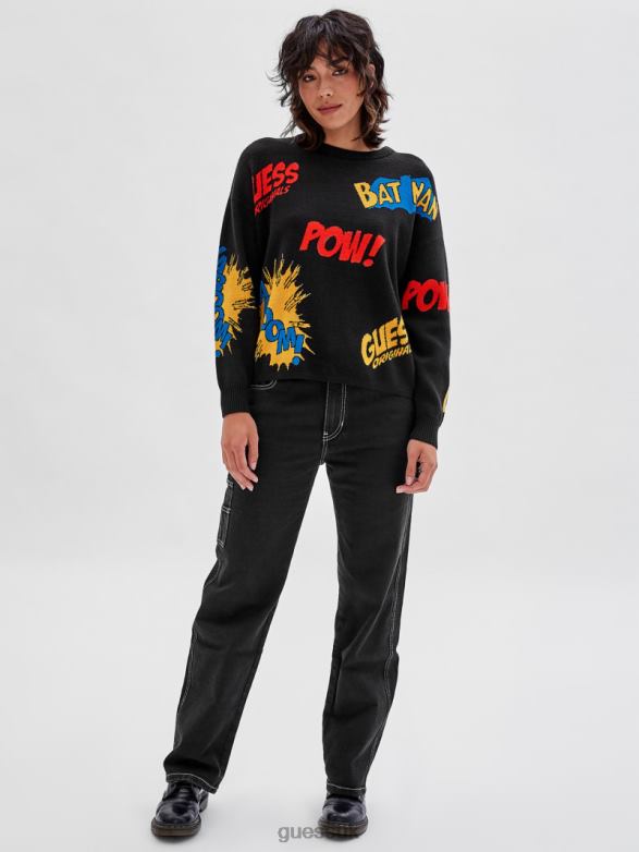 GUESS Women Originals x Batman Jacquard Sweater Black Apparel V28V61345