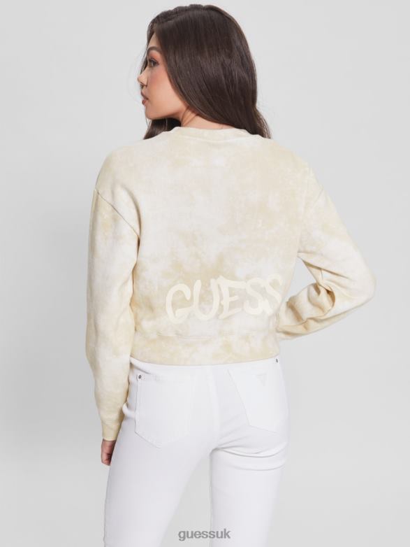 GUESS Women Queen Cropped Pullover Smart Stone Apparel V28V61322