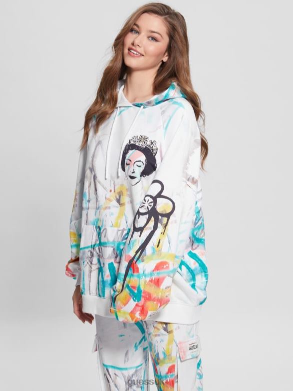 GUESS Women Queen Graphic Hoodie Street Art Print Apparel V28V61901